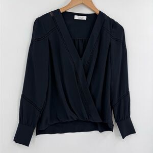 Bailey 44 Corrine Top Lace Trim Surplice Blouse in Twilight | Size XS